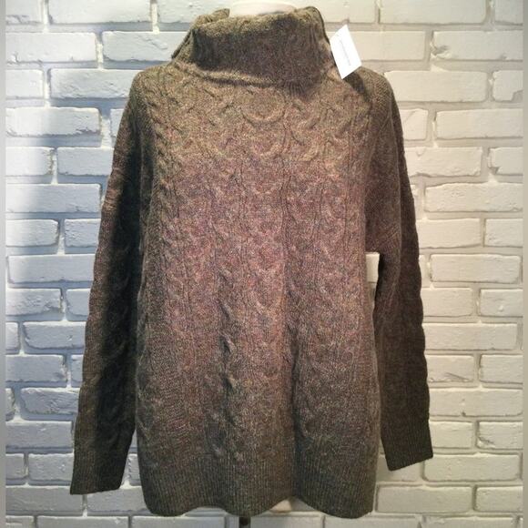 New Banana Republic heather split hem turtleneck sweater XS - Picture 1 of 7